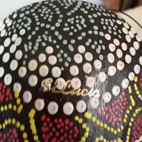 Wooden Tribal Ethnic Mask. Dot Painted. Colorful Nursery Art Home Decor - Picture 5 of 6